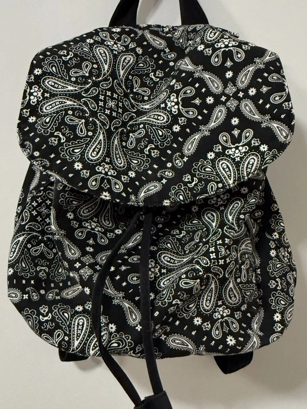 Pink Victoria’s Secret Black Paisley Drawstring Backpack - Casual Women’s Bag